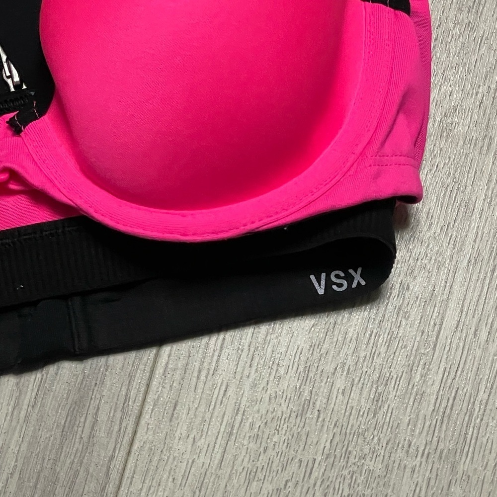 VSX Women's Pink and Black Sports Bra - Picture 2 of 12